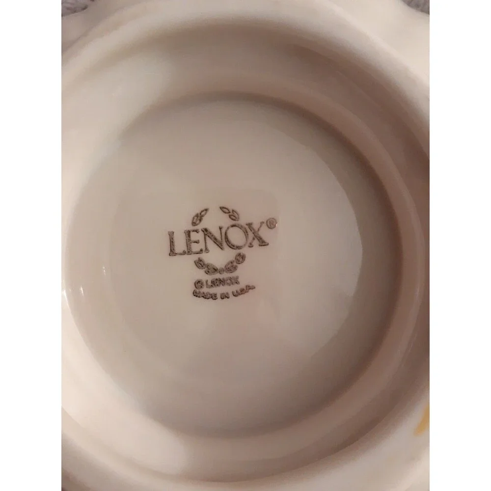 Lenox Symphony Porcelain Ivory White Footed Bowl 24K Gold Rim 6